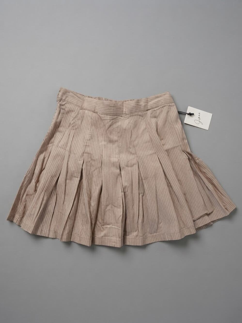 NWT Japna Striped Skirt Womens M Brown White Pleated Mini Tennis Academia